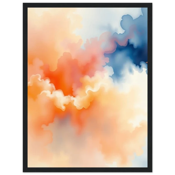 Ajoutez une touche contemporaine à votre décoration avec "Fusion Éthérée" de Batchev'Art. Impression premium, cadre FSC noir. Prêt à accrocher (30x40 cm).